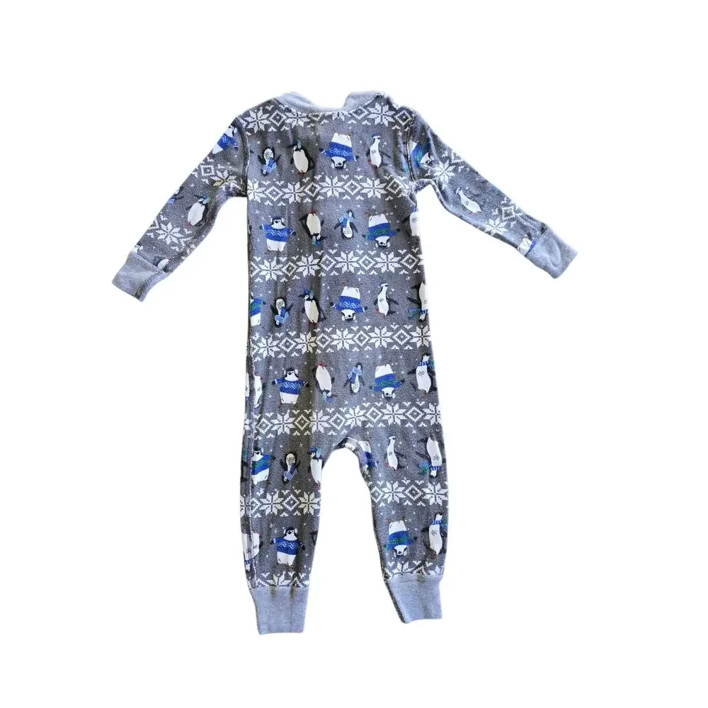Hanna Andersson Night Sleeper Organic Cotton Winter Penguins Holiday 12-18‎ M